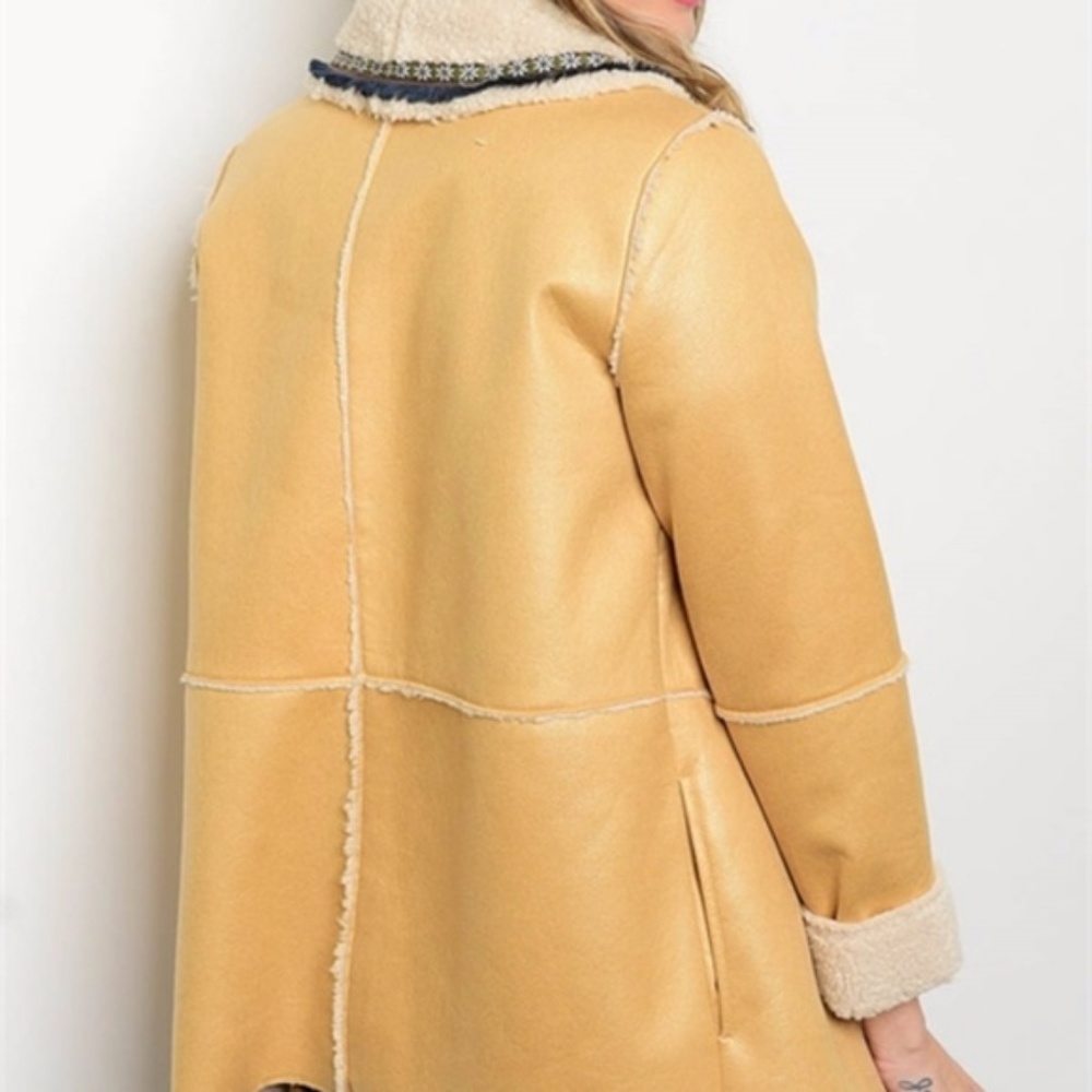 FAUX SUEDE & FAUX FUR COAT - Picture 2 of 3